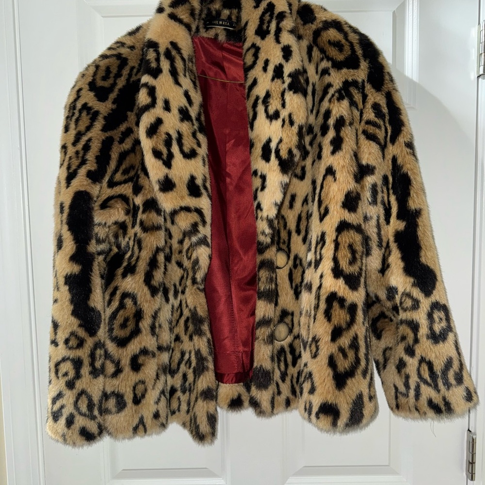 Vintage Real Aunthentic Fur Leopard Teddy Jacket